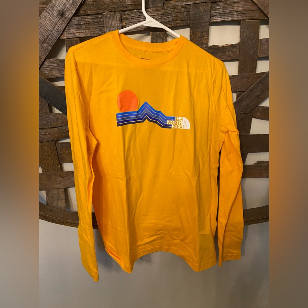 North Face boys XL yellow long sleeve cotton tshirt.